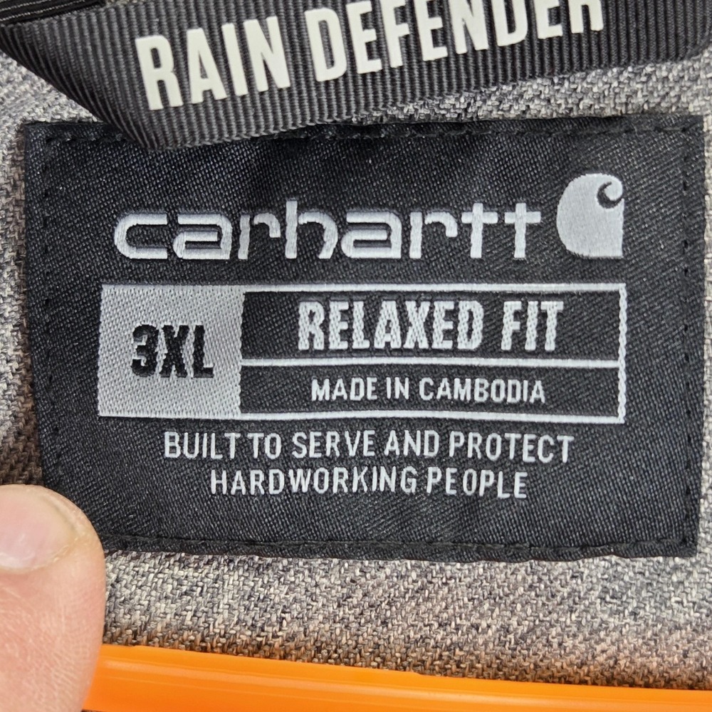 Carhartt Jacket Mens 3XL Gray Rain Defender Relaxed Fit Heavyweight TJ5022-M - Picture 4 of 9